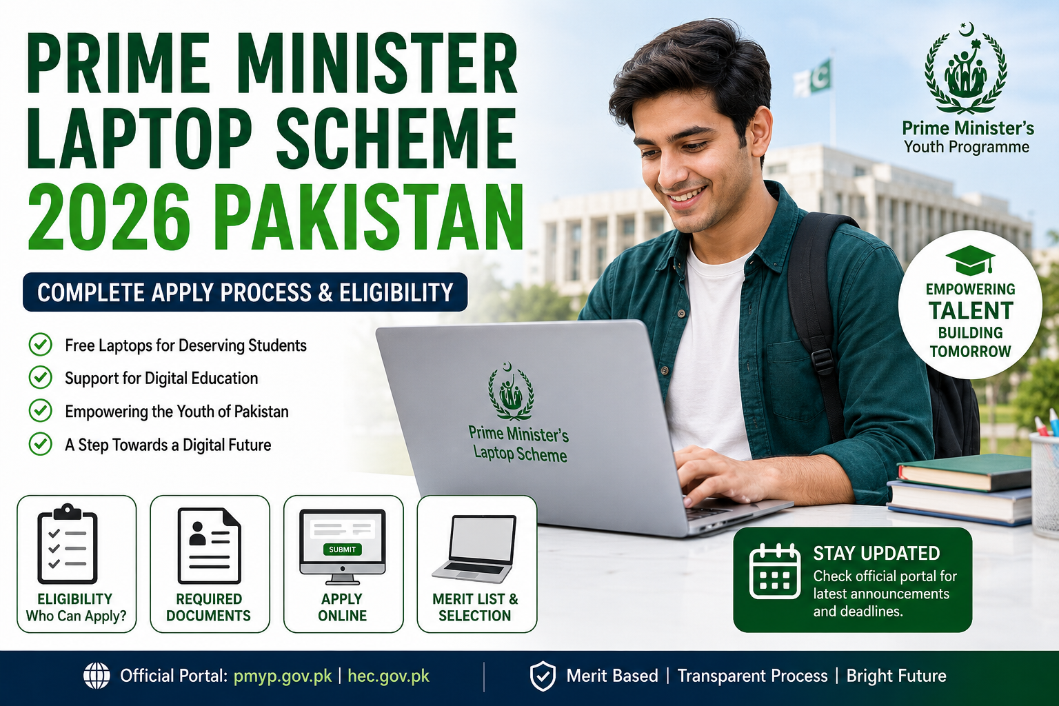 Prime Minister Laptop Scheme 2026 Pakistan eligibility, online apply process and merit list